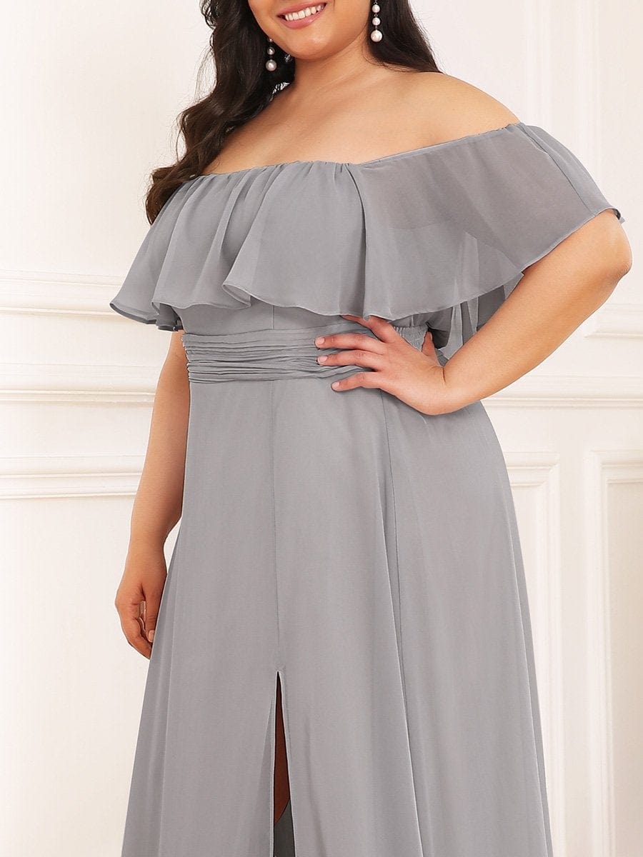 Ruffle Thigh Split Dress for Plus Size Bridesmaids