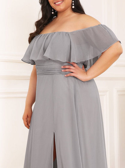 Ruffle Thigh Split Dress for Plus Size Bridesmaids