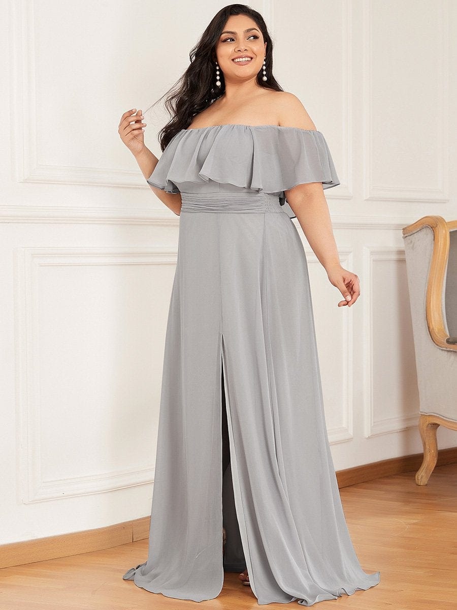 Ruffle Thigh Split Dress for Plus Size Bridesmaids