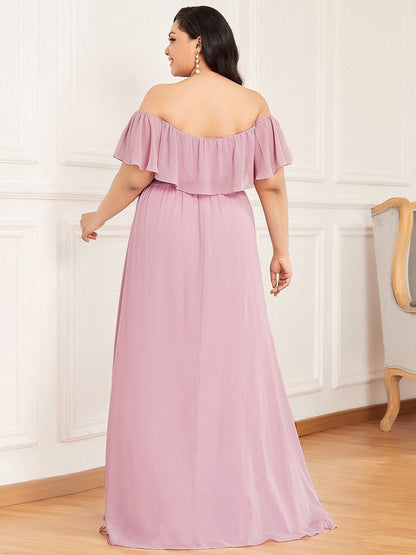 Ruffle Thigh Split Dress for Plus Size Bridesmaids