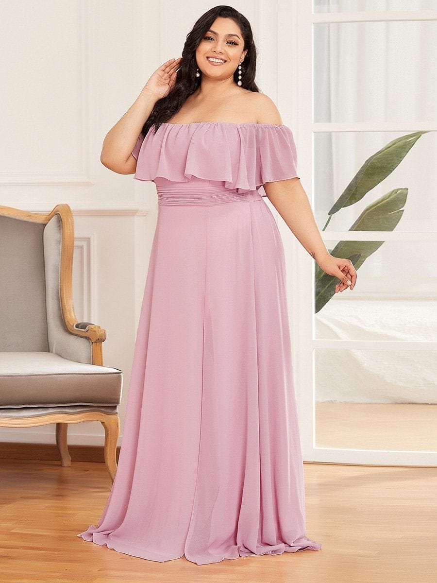 Ruffle Thigh Split Dress for Plus Size Bridesmaids