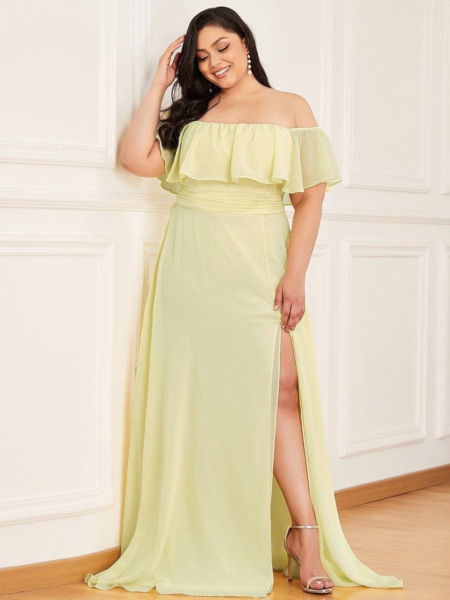 Ruffle Thigh Split Dress for Plus Size Bridesmaids