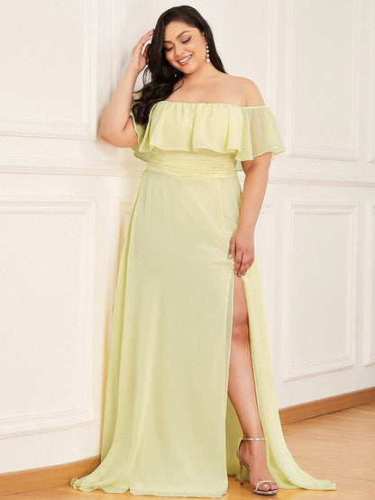 Ruffle Thigh Split Dress for Plus Size Bridesmaids