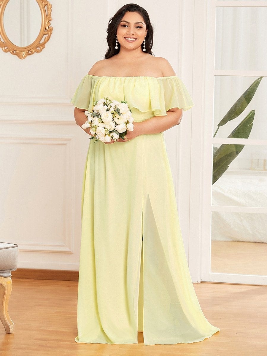 Ruffle Thigh Split Dress for Plus Size Bridesmaids