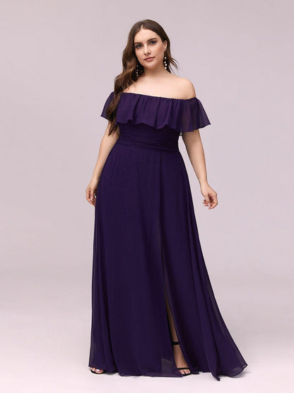Ruffle Thigh Split Dress for Plus Size Bridesmaids