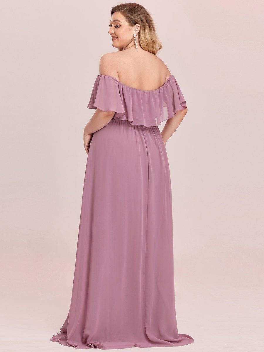 Ruffle Thigh Split Dress for Plus Size Bridesmaids