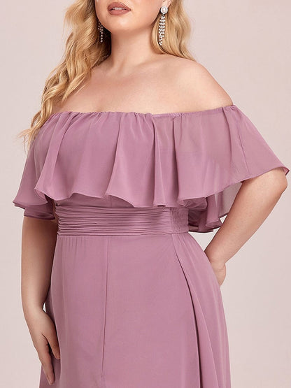 Ruffle Thigh Split Dress for Plus Size Bridesmaids