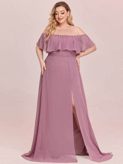 Ruffle Thigh Split Dress for Plus Size Bridesmaids
