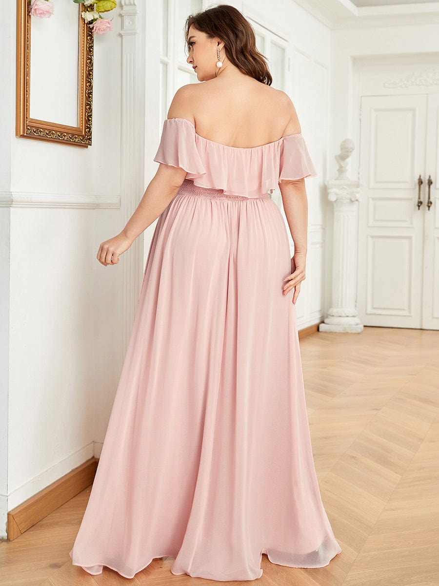 Ruffle Thigh Split Dress for Plus Size Bridesmaids