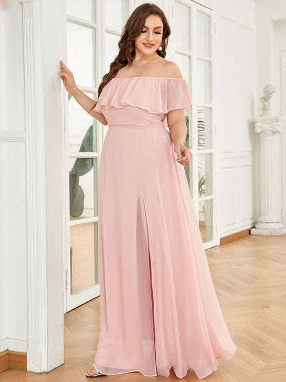Ruffle Thigh Split Dress for Plus Size Bridesmaids