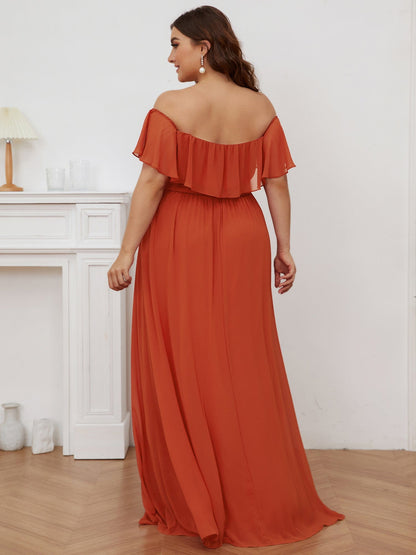 Ruffle Thigh Split Dress for Plus Size Bridesmaids
