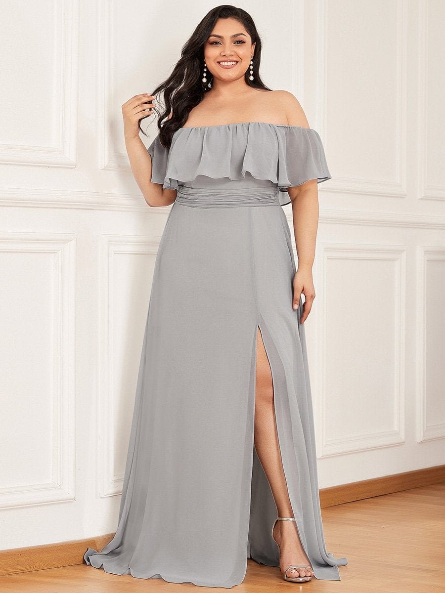Ruffle Thigh Split Dress for Plus Size Bridesmaids