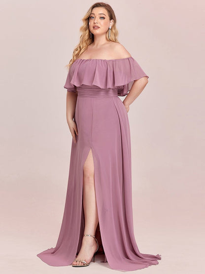 Ruffle Thigh Split Dress for Plus Size Bridesmaids