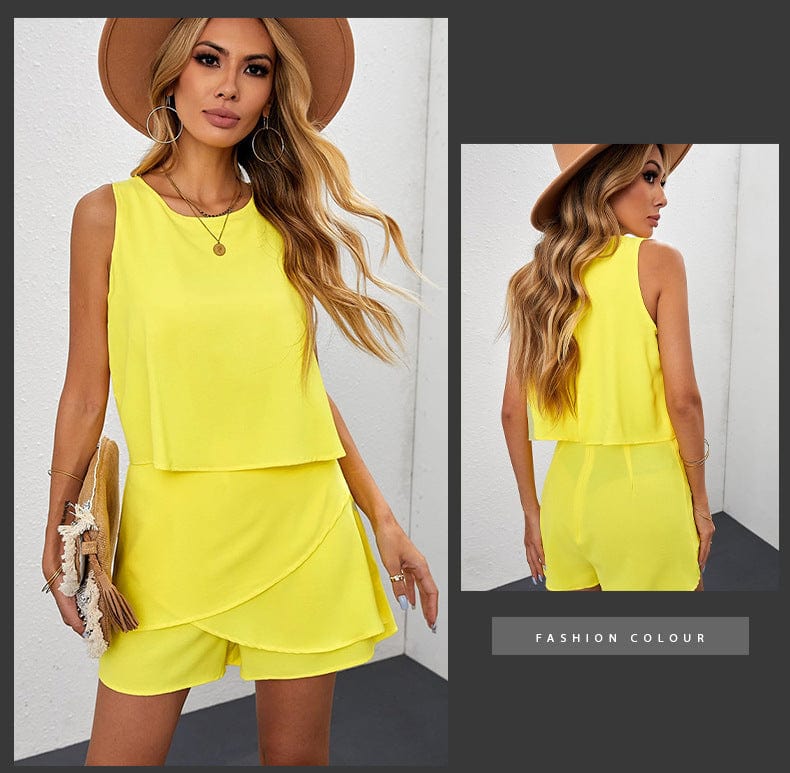 Ruffled Back Zipper Jumpsuit Women's Ice Silk Dress Pants in Solid Colors