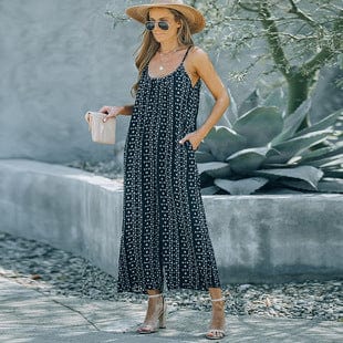 Ruffled Back Zipper Jumpsuit Women's Ice Silk Dress Pants in Solid Colors