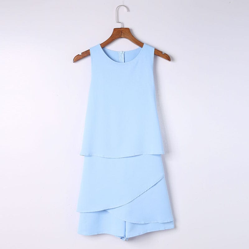 Ruffled Back Zipper Jumpsuit Women's Ice Silk Dress Pants in Solid Colors