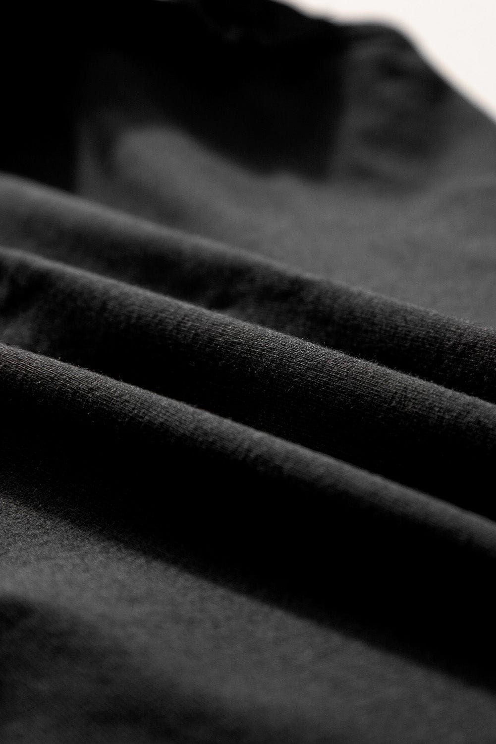 Ruffled Black Sleeveless Tank Top with Wide Straps