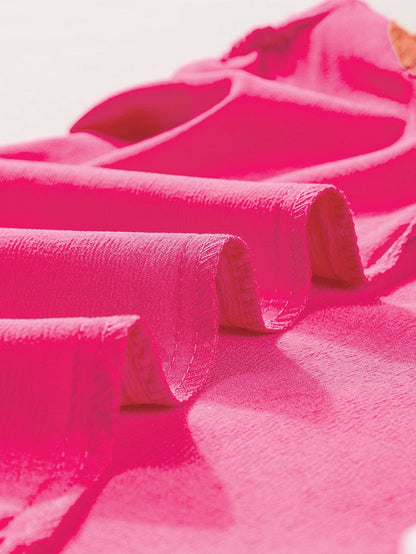 Ruffled Flutter Sleeve Orange Patchwork Blouse