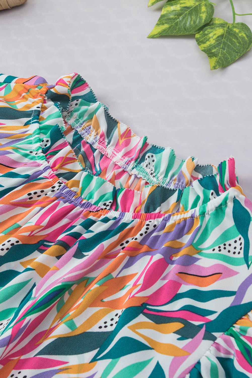 Ruffled Flutter Sleeve Rose Red Floral Print Blouse