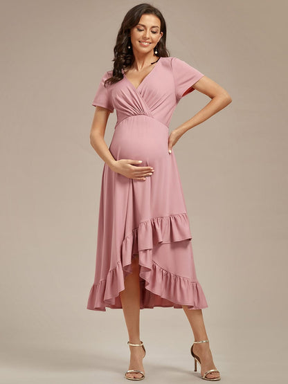 Ruffled High Low Maternity Dresses