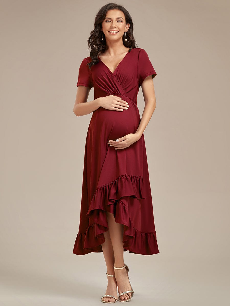 Ruffled High Low Maternity Dresses