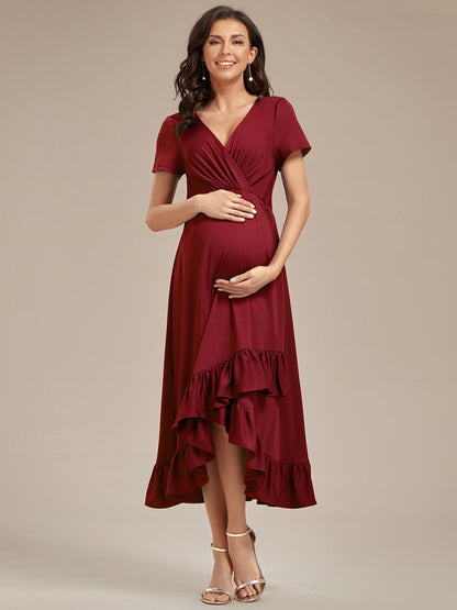 Ruffled High Low Maternity Dresses