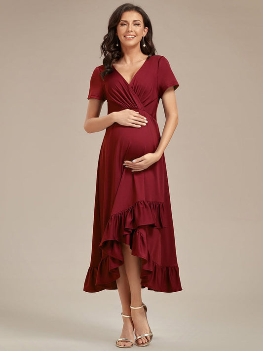 Ruffled High Low Maternity Dresses