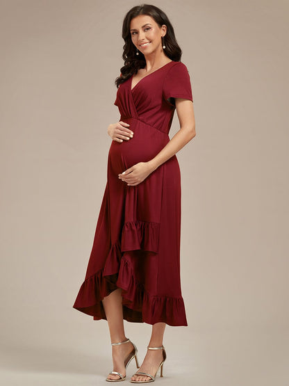 Ruffled High Low Maternity Dresses