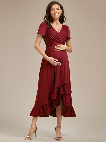 Ruffled High Low Maternity Dresses