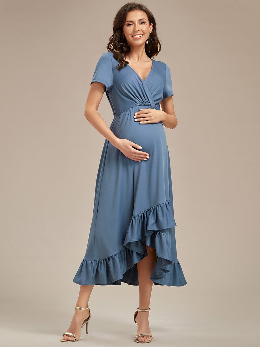 Ruffled High Low Maternity Dresses