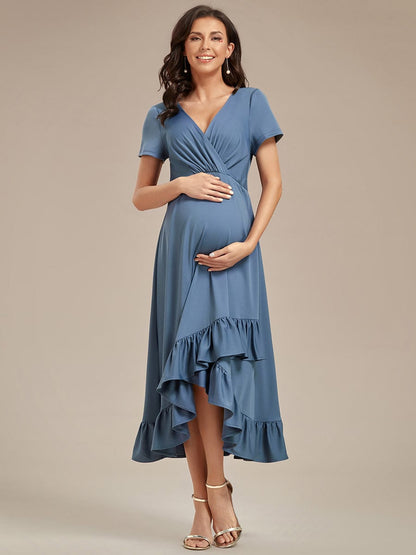 Ruffled High Low Maternity Dresses