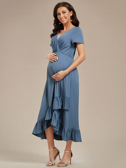 Ruffled High Low Maternity Dresses
