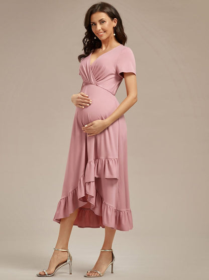 Ruffled High Low Maternity Dresses