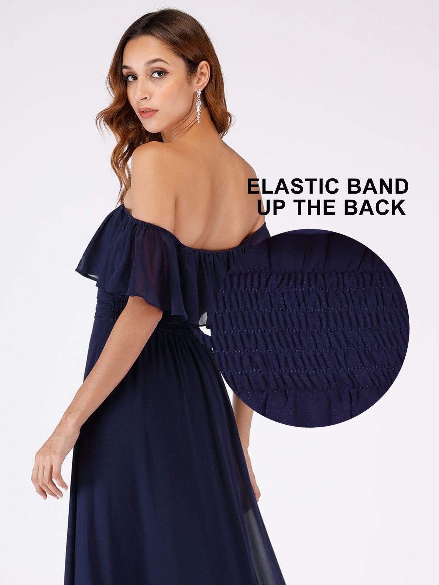 Ruffled Off-the-Shoulder Bridesmaid Dress with Thigh-High Split