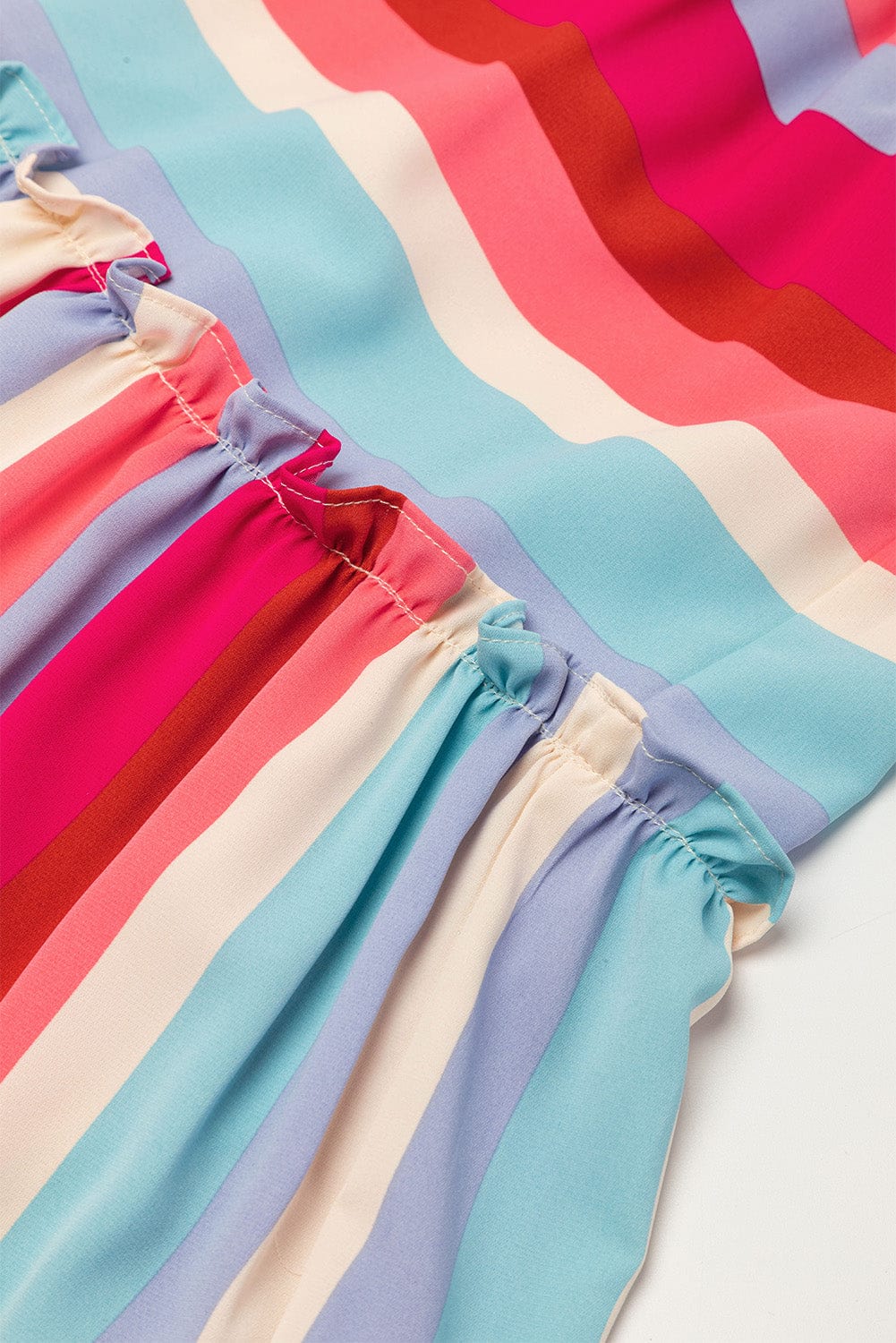 Ruffled Red Striped Maxi Dress with Smocked Bodice