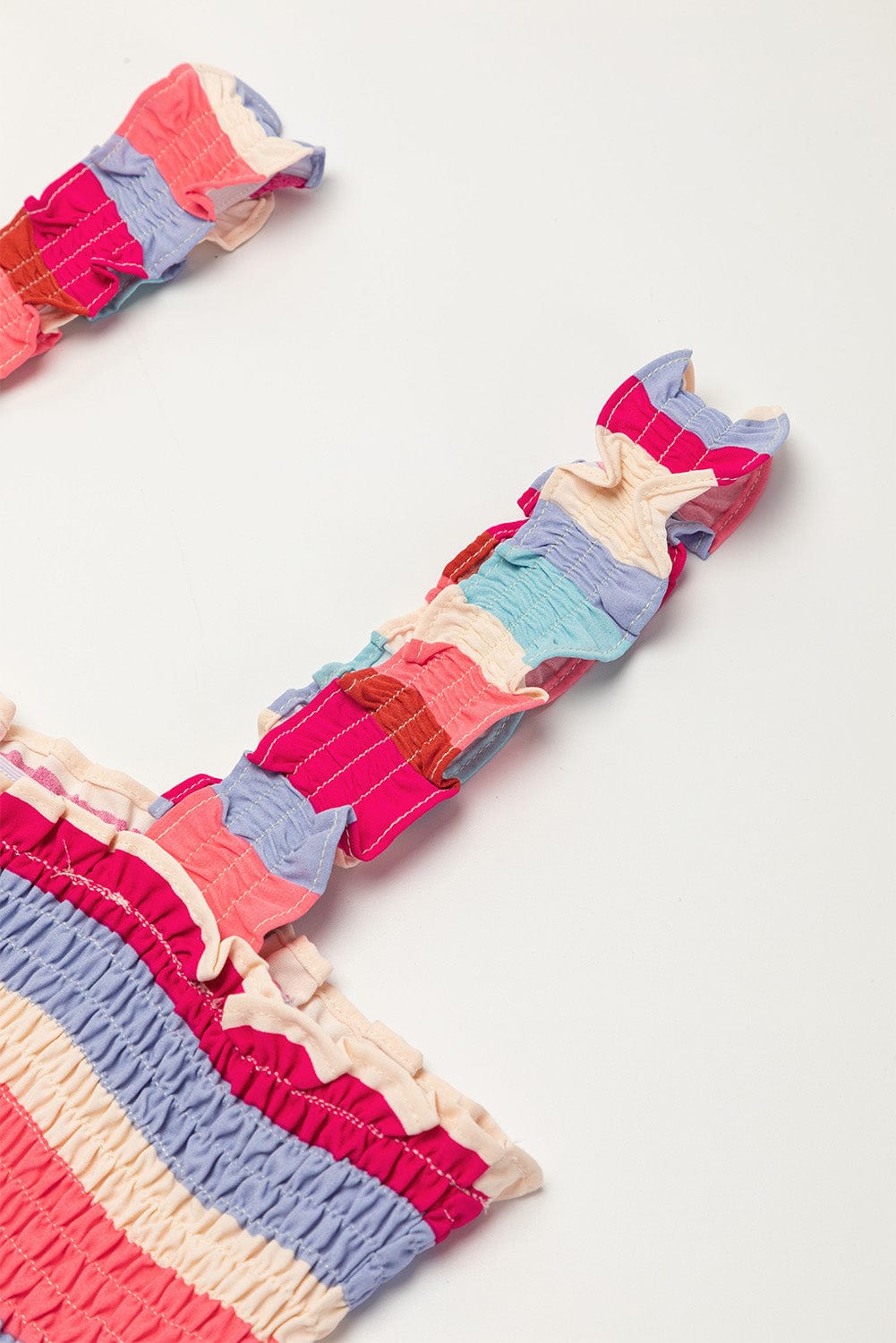 Ruffled Red Striped Maxi Dress with Smocked Bodice