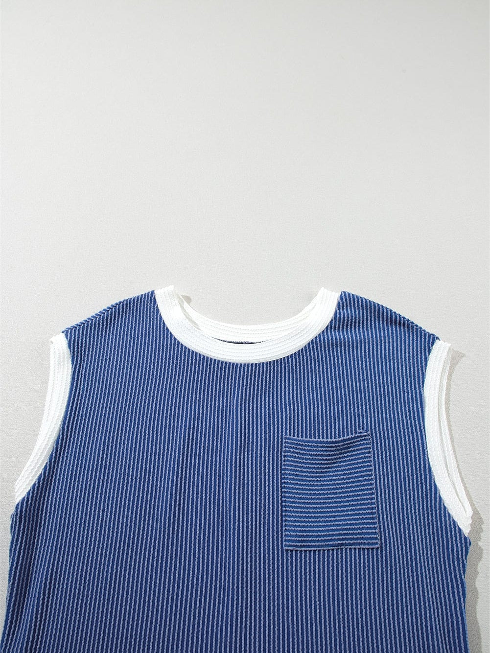 Sail Blue Ribbed Cap Sleeve Mini T-Shirt Dress