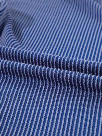 Sail Blue Ribbed Cap Sleeve Mini T-Shirt Dress