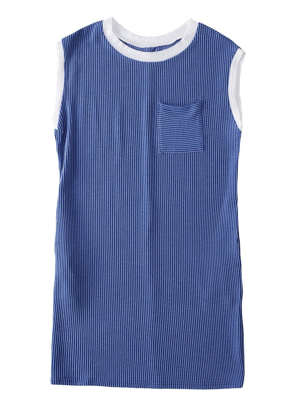 Sail Blue Ribbed Cap Sleeve Mini T-Shirt Dress