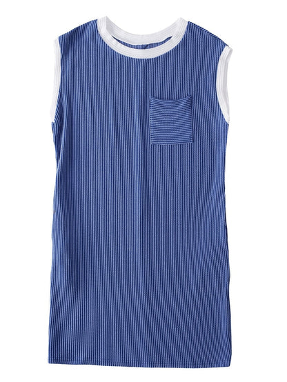 Sail Blue Ribbed Cap Sleeve Mini T-Shirt Dress
