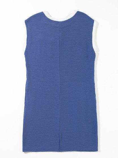 Sail Blue Ribbed Cap Sleeve Mini T-Shirt Dress