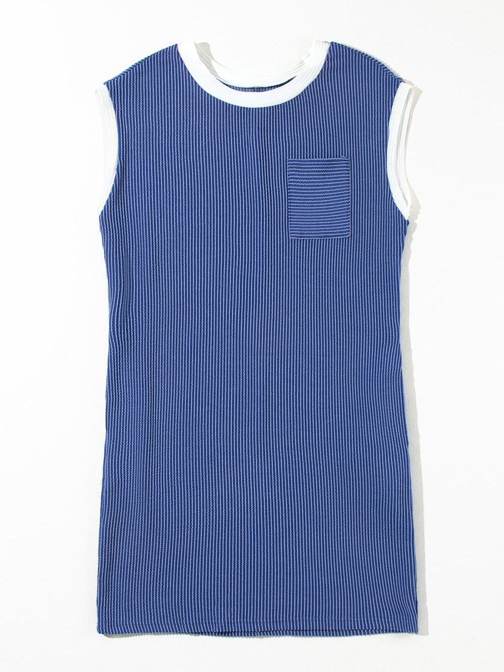 Sail Blue Ribbed Cap Sleeve Mini T-Shirt Dress