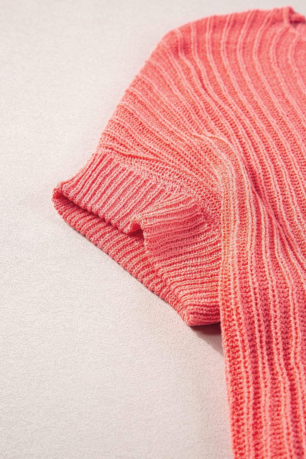 Salmon Pink Oversized Knit Pocket Tee with Chic Details