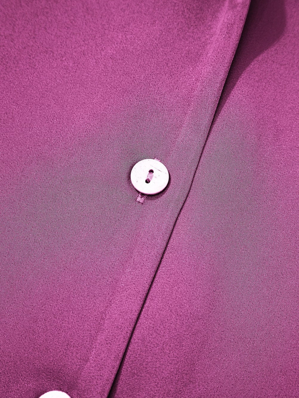 Satin Rose Red V-Neck Short Sleeve Shirt with Folded Cuffs