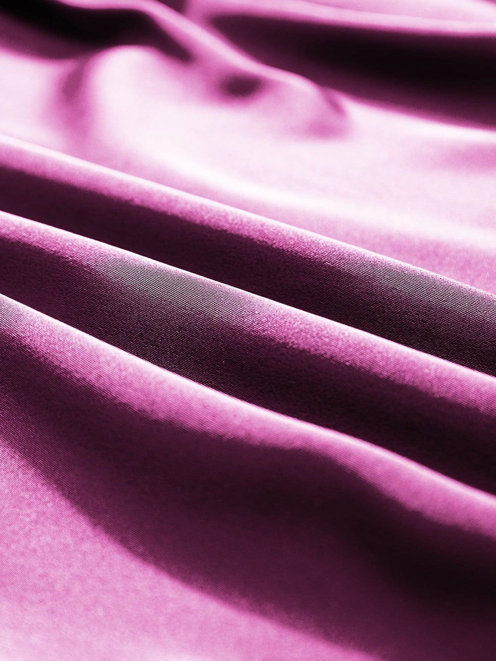 Satin Rose Red V-Neck Short Sleeve Shirt with Folded Cuffs