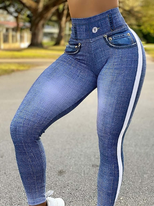 Women's Jeans Normal Denim Solid Color Light Blue Black Fashion High Waist Ankle-Length Casual Weekend