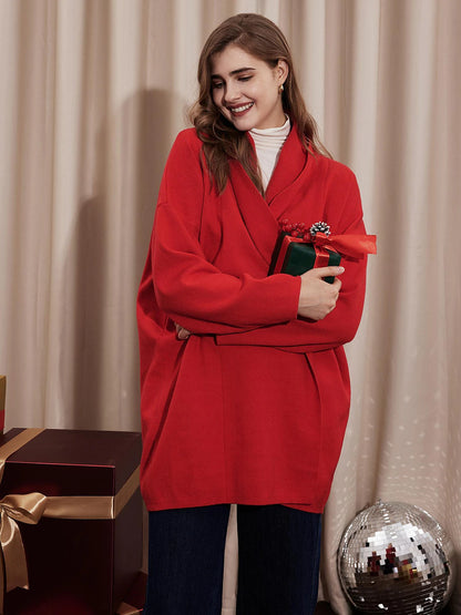 Polyester Ribbed Knit Cardigan Solid Long Sleeve