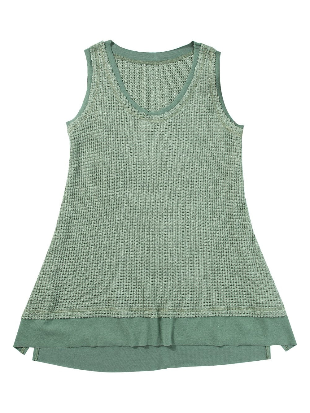 Seafoam Green Flowy Waffle Knit Scoop Neck Vest