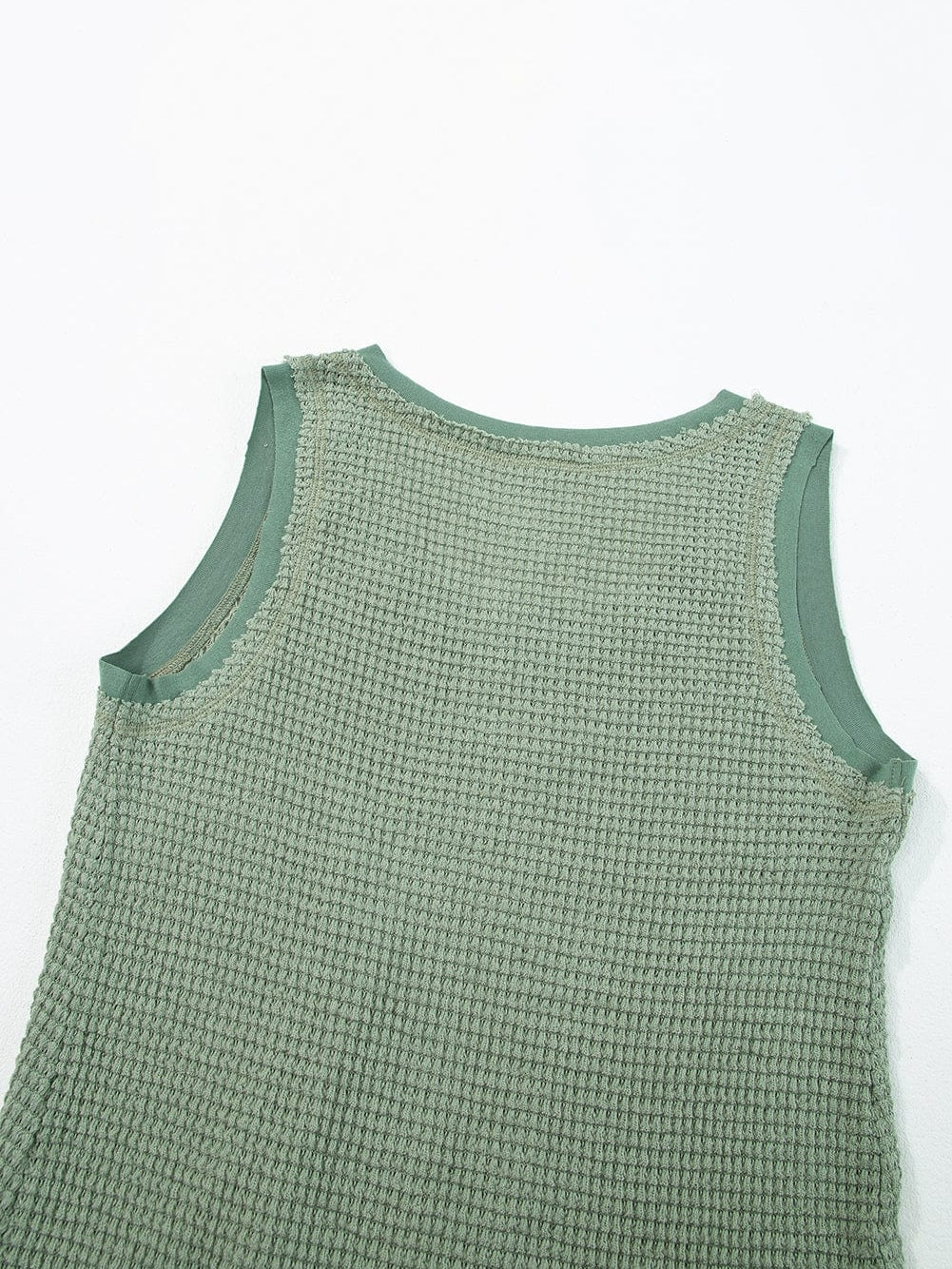 Seafoam Green Flowy Waffle Knit Scoop Neck Vest