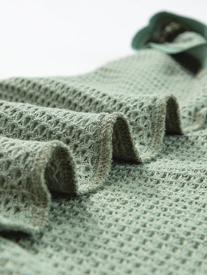 Seafoam Green Flowy Waffle Knit Scoop Neck Vest